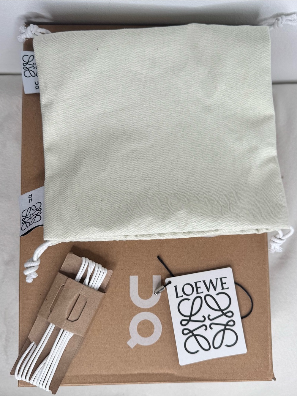 On x Loewe White Knit Runner Sneakers with Subtle Silver Anagram - Picture 10 of 10